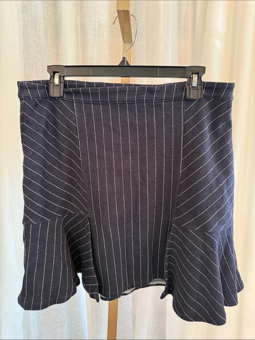Banana Republic Navy and White Pinstripe A-Line Skirt